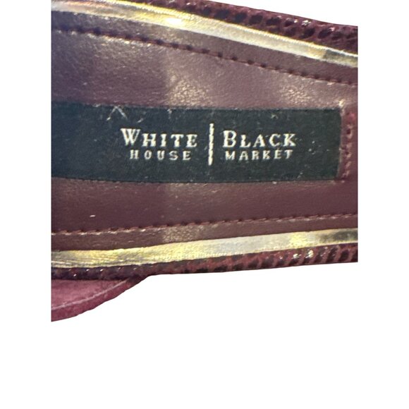 White House Black Market Burgundy Suede Peep Toe Ankle Strap Heels Sz 9M Dressy - Picture 4 of 11